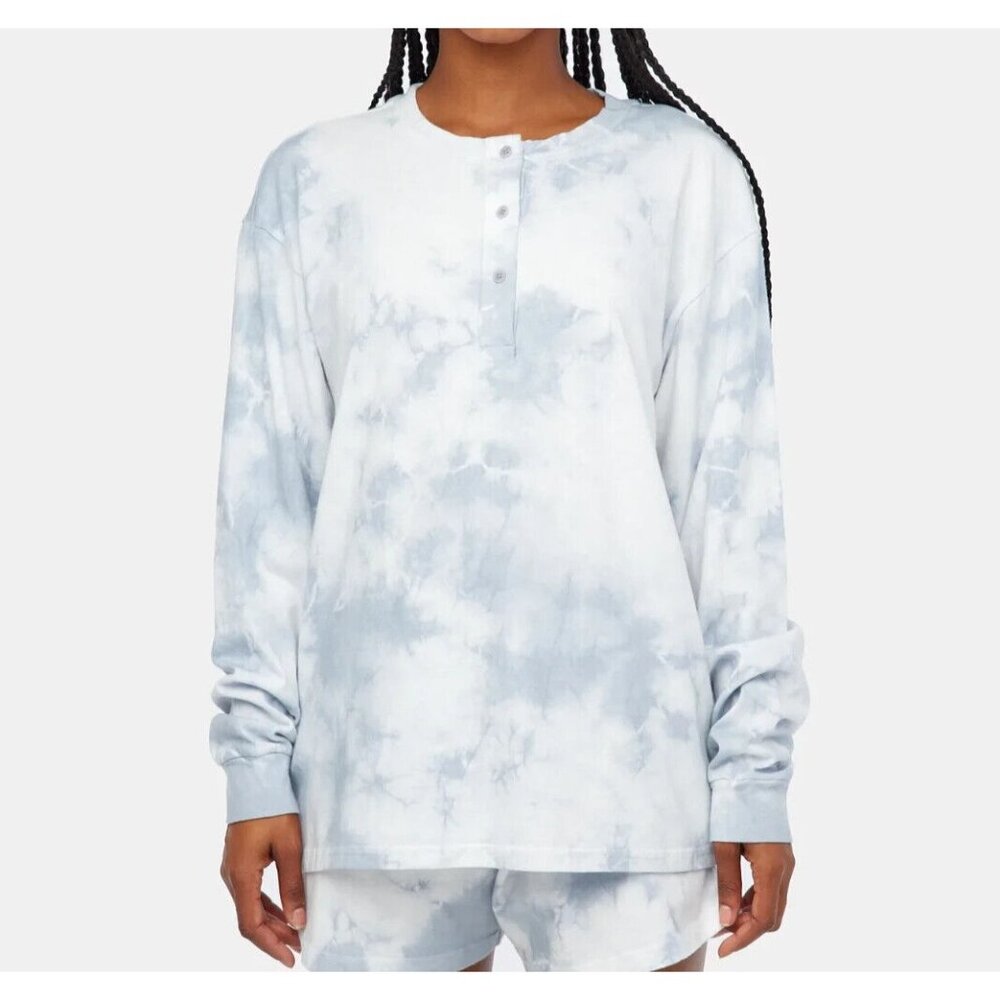 Lacausa Lolo Henley Medium Weight Organic Cotton Jersey Unisex Fit Blue L